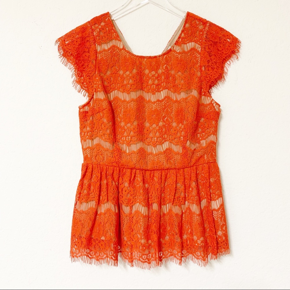 Anthropologie Maeve Katrine Lace Peplum Top
